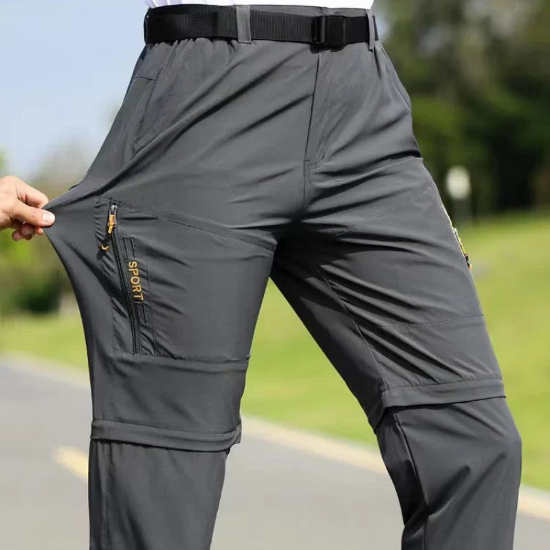 Men's cargo zip-off hiking trousers quick-dry with zip pockets