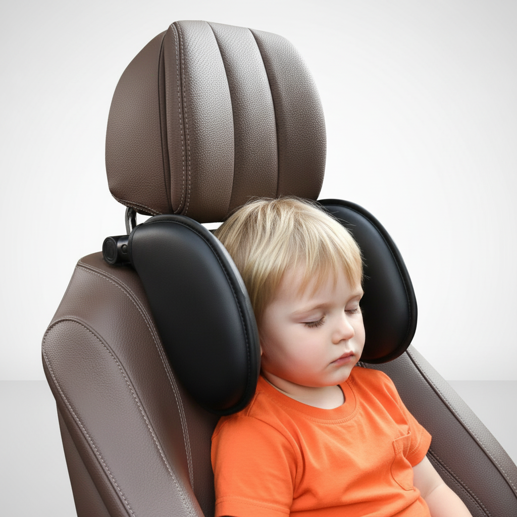 Adjustable memory foam car headrest pillow with neck support and side cushions
