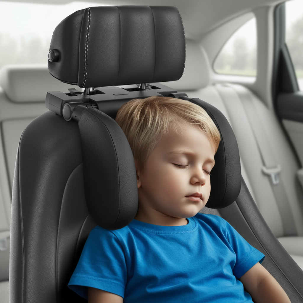 Adjustable memory foam car headrest pillow with neck support and side cushions