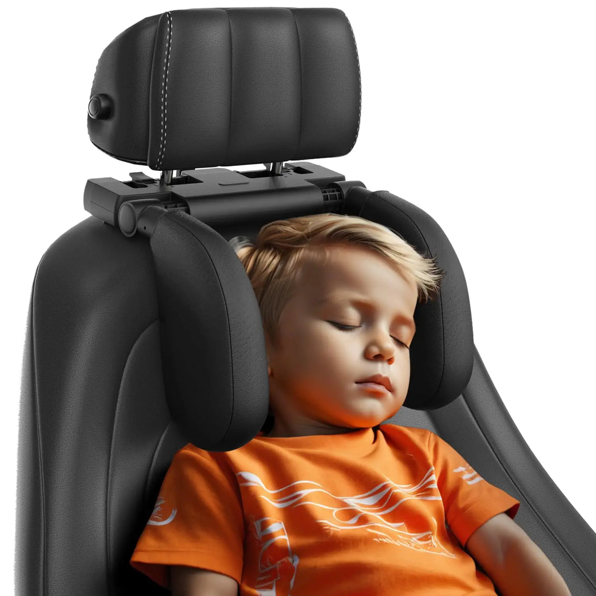 Adjustable memory foam car headrest pillow with neck support and side cushions