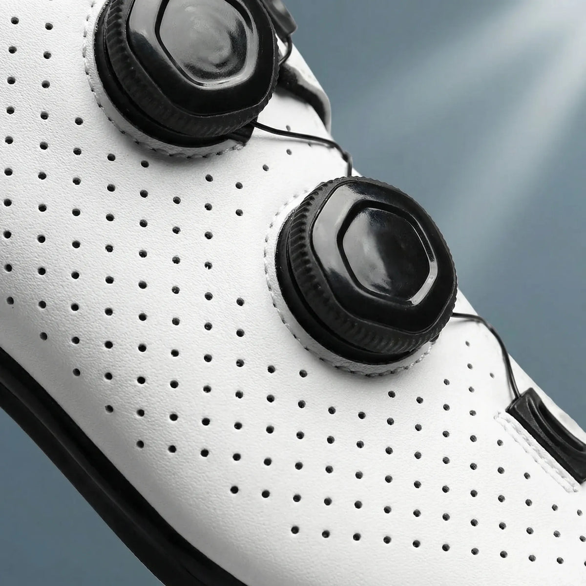 Road cycling shoe with dual rotary dials and Shimano cleat compatibility