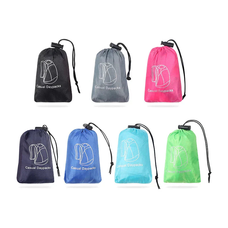Foldable lightweight day pack with water-repellent material and ventilated mesh straps