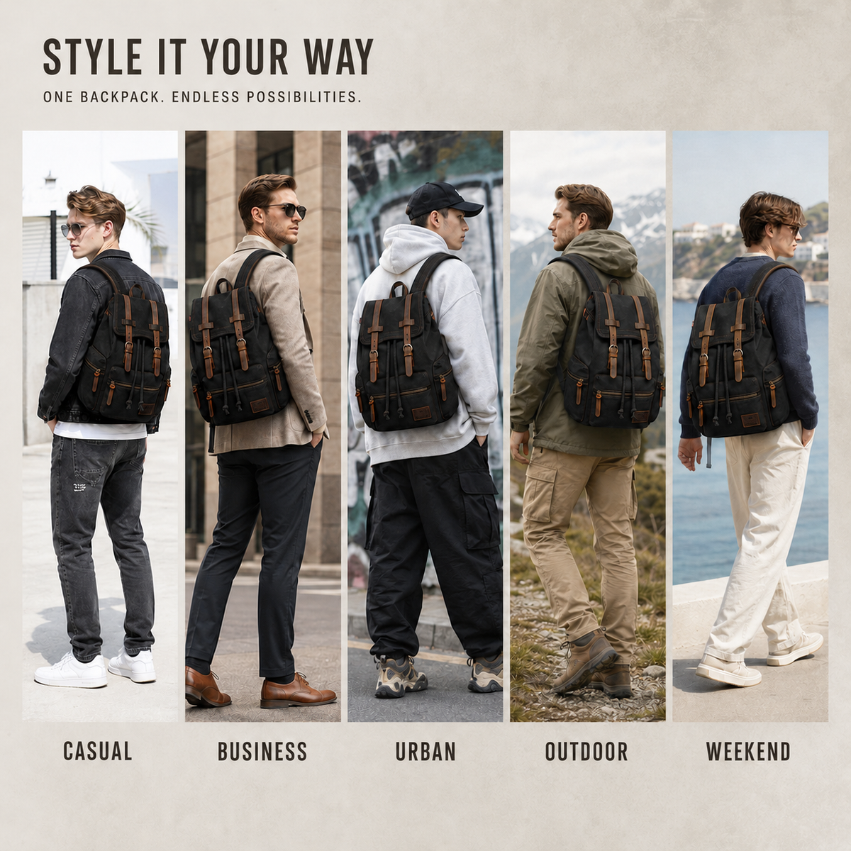 Thrives Outdoor | Rovwick Vintage-Style Drawstring Backpack