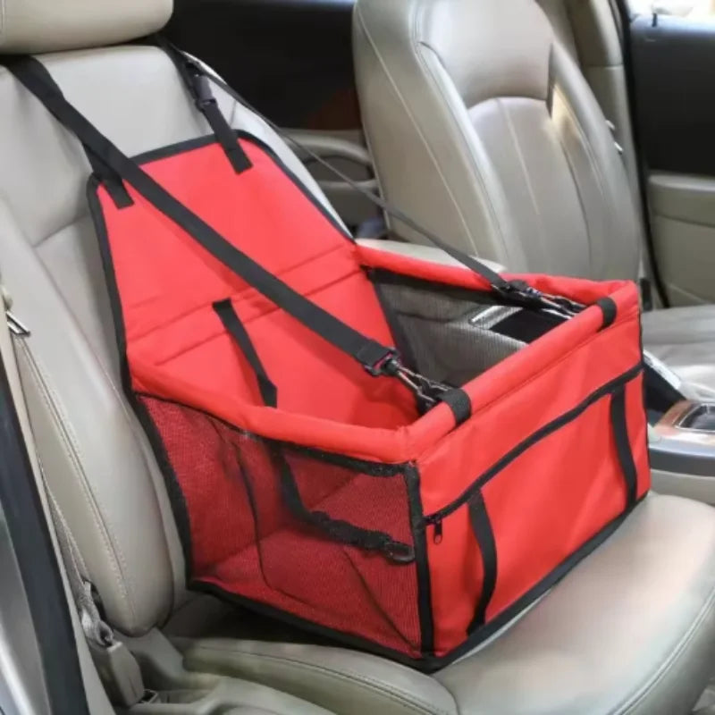 Pet car booster seat collapsible with harness clip for dogs and cats