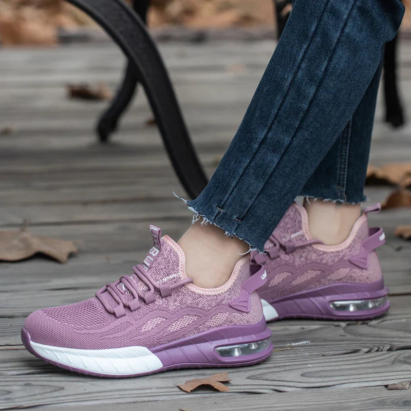 Women's safety sneakers with non-slip grip and puncture-resistant sole