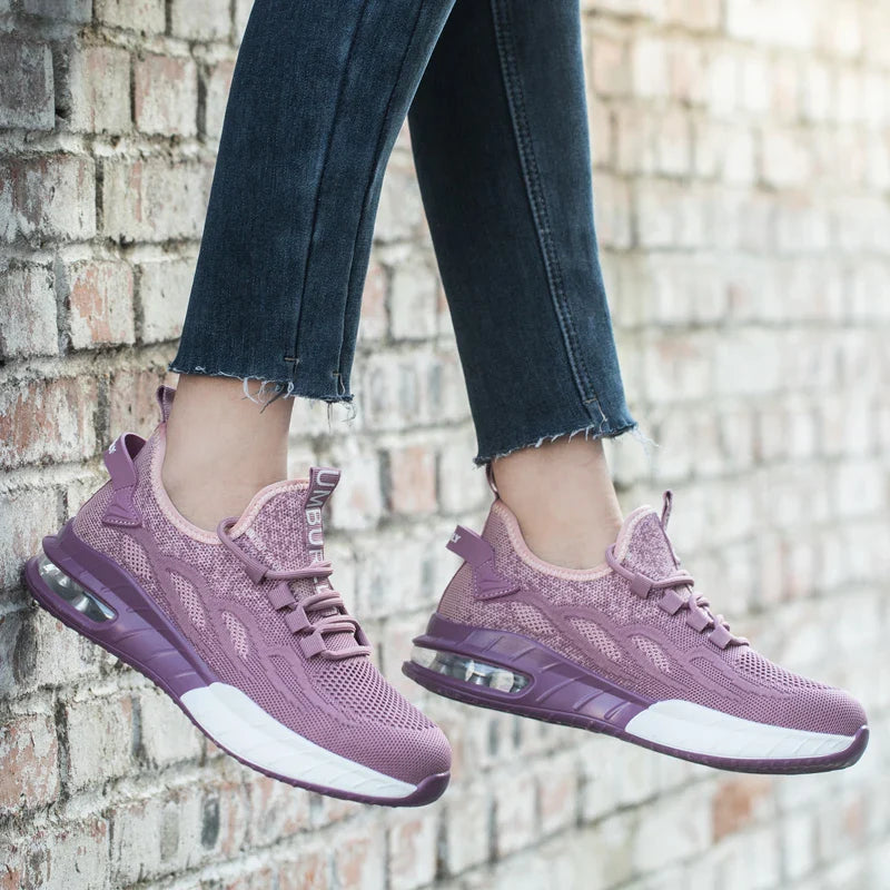Women's safety sneakers with non-slip grip and puncture-resistant sole