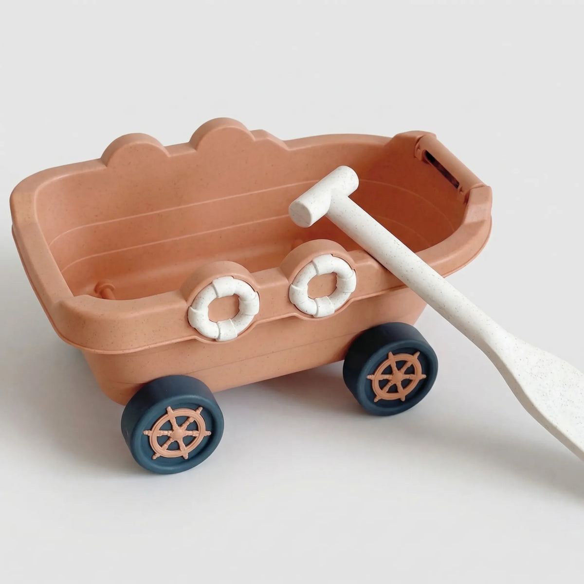 Kids beach sand play set with digger, crane, buckets and sea creature moulds