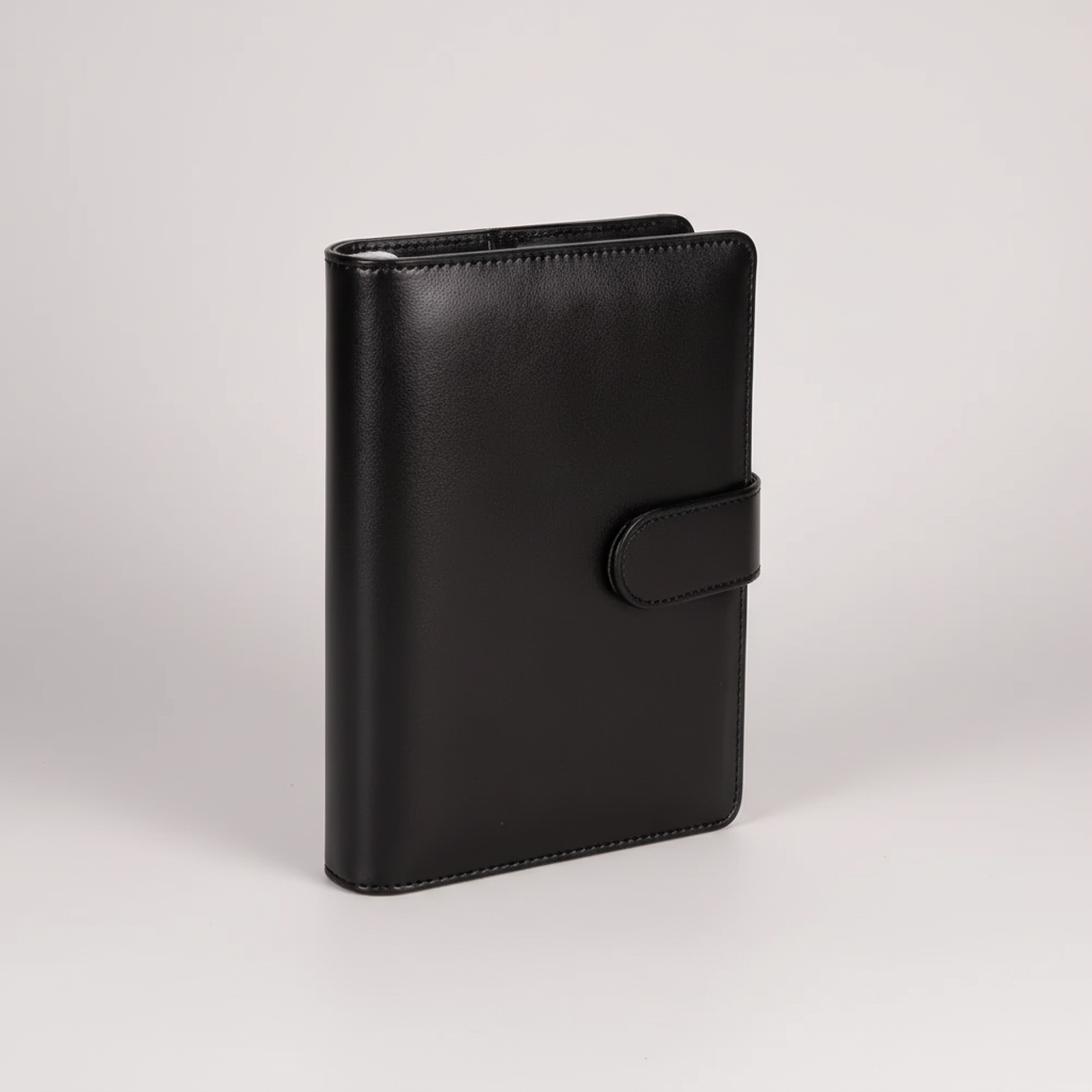 Compact ring binder organiser with cash envelope pockets and zip pouch