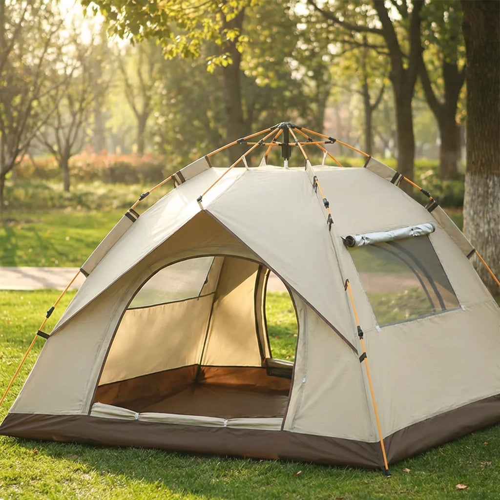 Automatic pop-up camping tent with sun protection and mesh ventilation