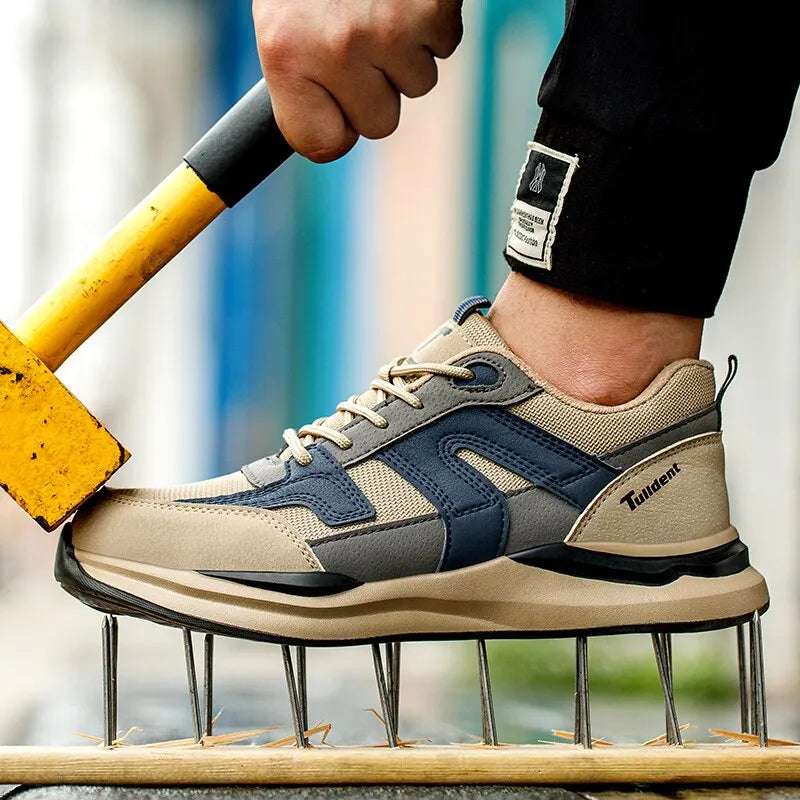 Low profile safety sneakers with reinforced toe protection and puncture resistant sole