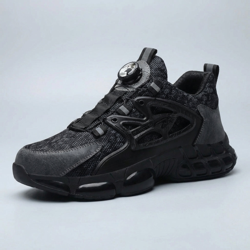 Safety work trainer with reinforced toe protection and non-slip sole