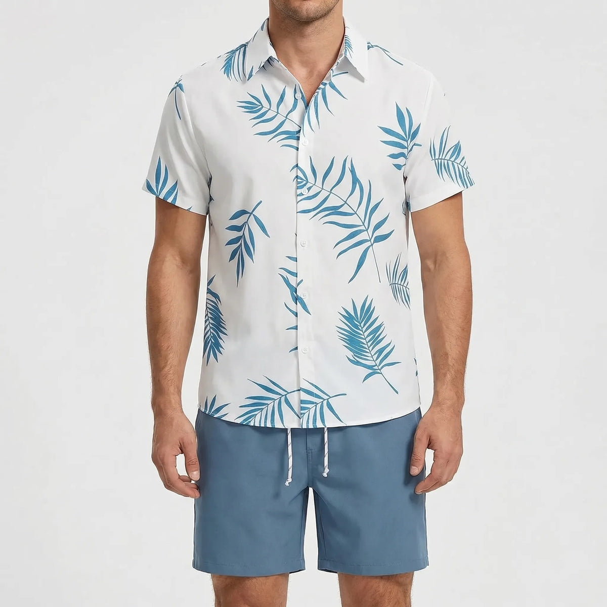 Men's Hawaiian shirt and shorts set with relaxed fit and bold print
