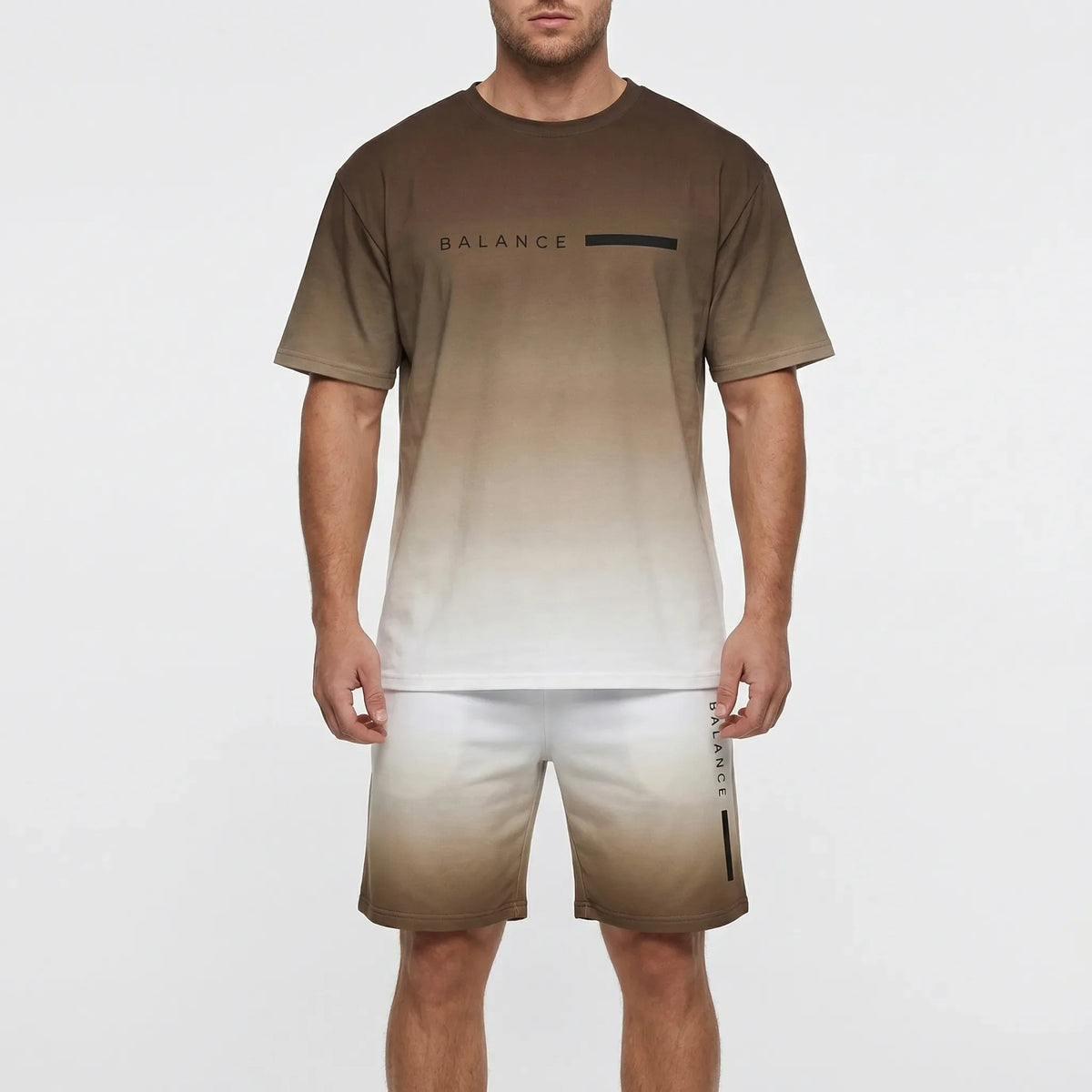 Men's Hawaiian matching set with gradient print top and shorts