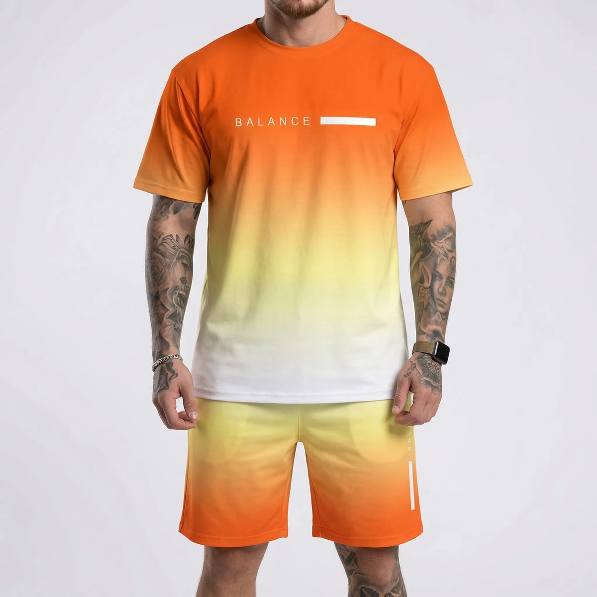 Men's Hawaiian matching set with gradient print top and shorts