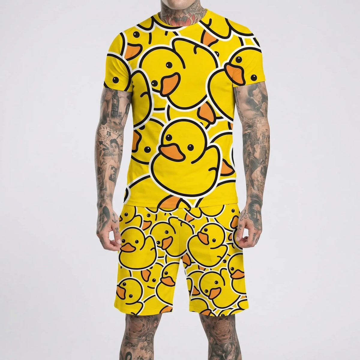 Men's Hawaiian matching set with gradient print top and shorts