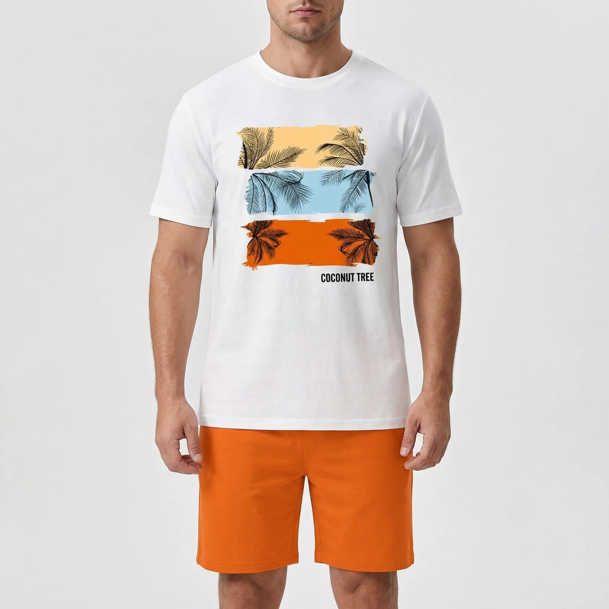 Men's Hawaiian matching set with gradient print top and shorts
