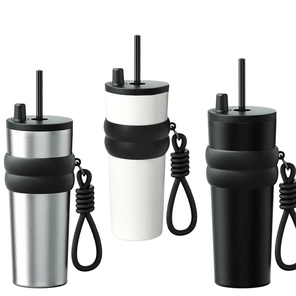 Insulated travel tumbler with leak-proof lid and straw