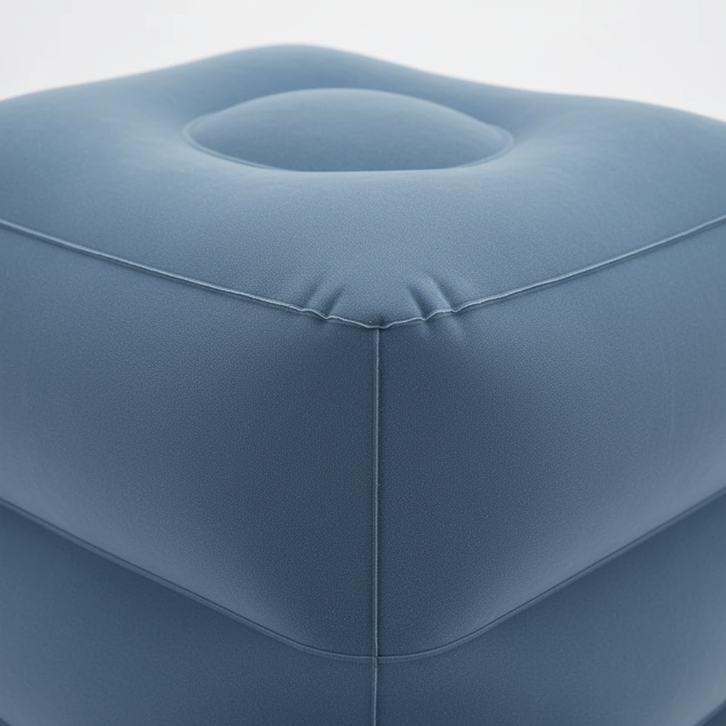 Kids inflatable travel footrest pillow with soft flocked surface