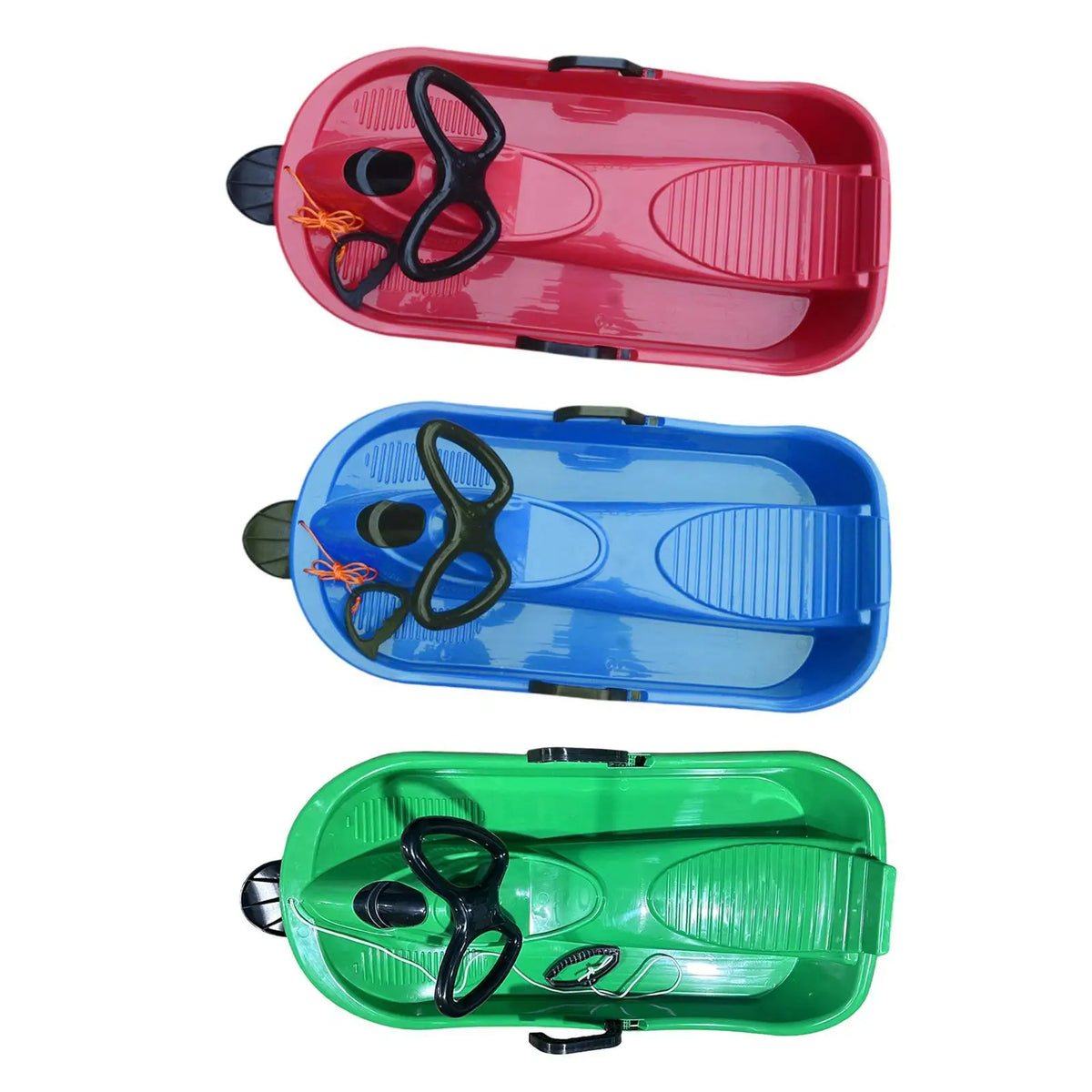 Kids steerable snow sled with dual side handles and stable seating