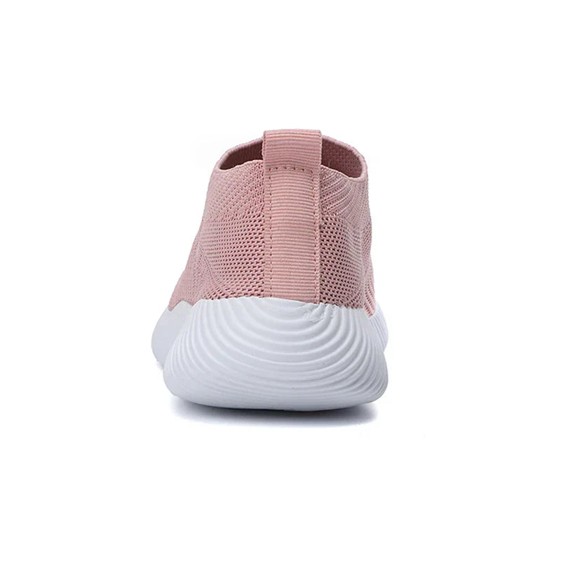 Women's slip-on walking shoes with breathable knit mesh upper and lightweight sole