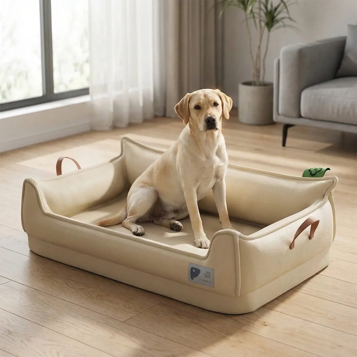 Orthopaedic dog bed rectangular sofa-style with raised sides washable non-slip