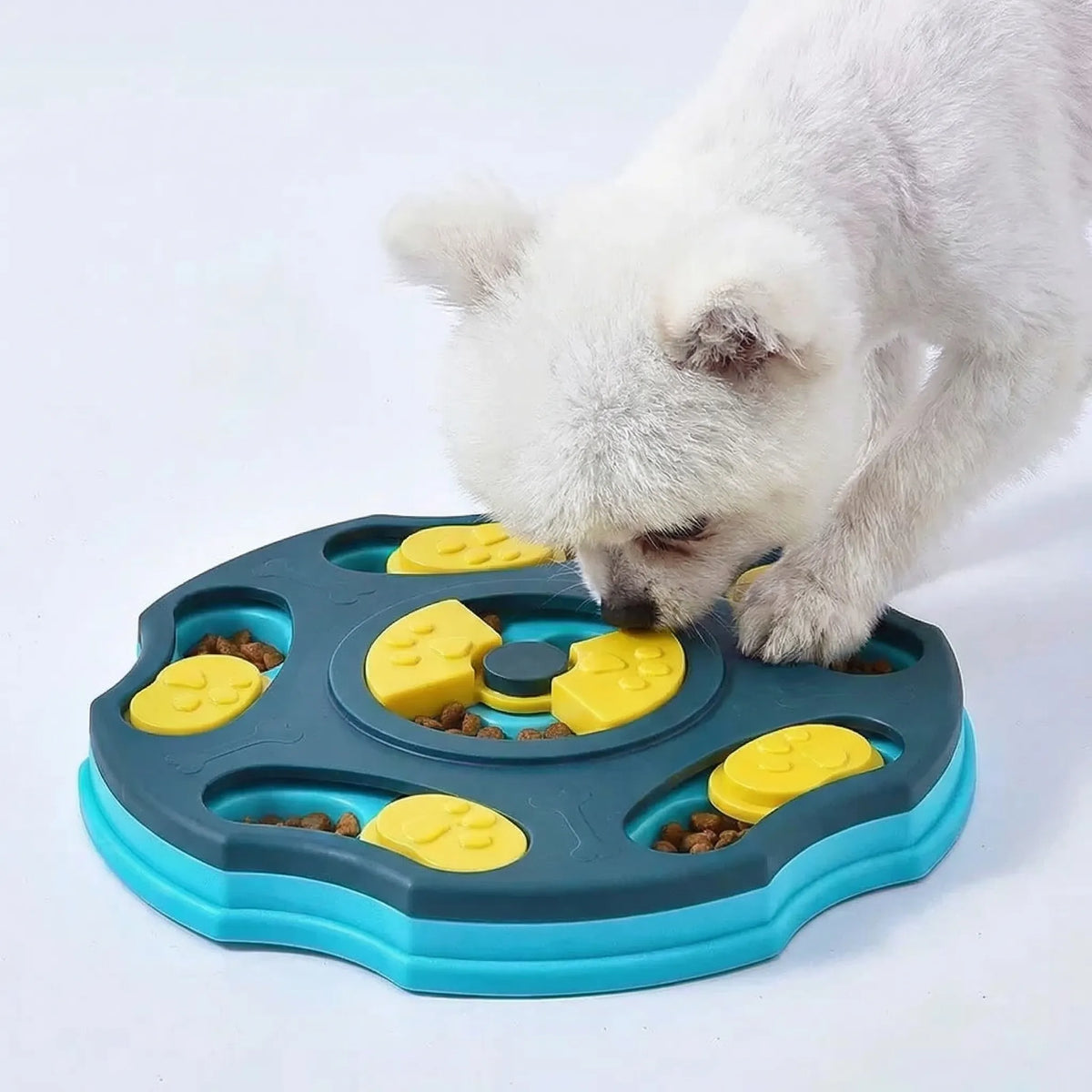 Interactive feeding puzzle board for dogs and cats with sliding compartments
