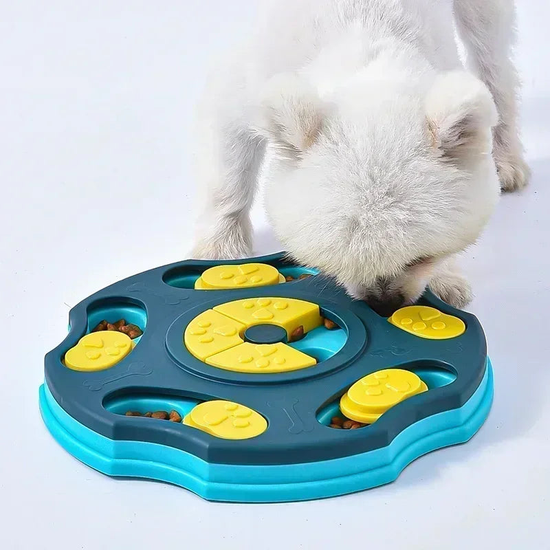 Interactive feeding puzzle board for dogs and cats with sliding compartments