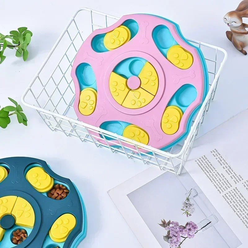 Interactive feeding puzzle board for dogs and cats with sliding compartments