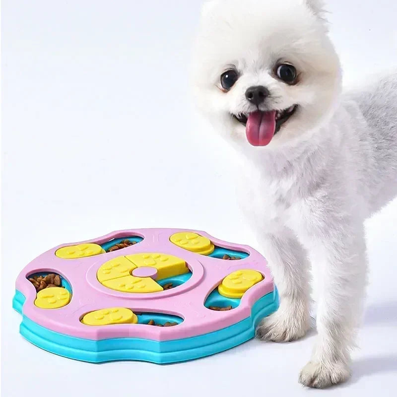 Interactive feeding puzzle board for dogs and cats with sliding compartments