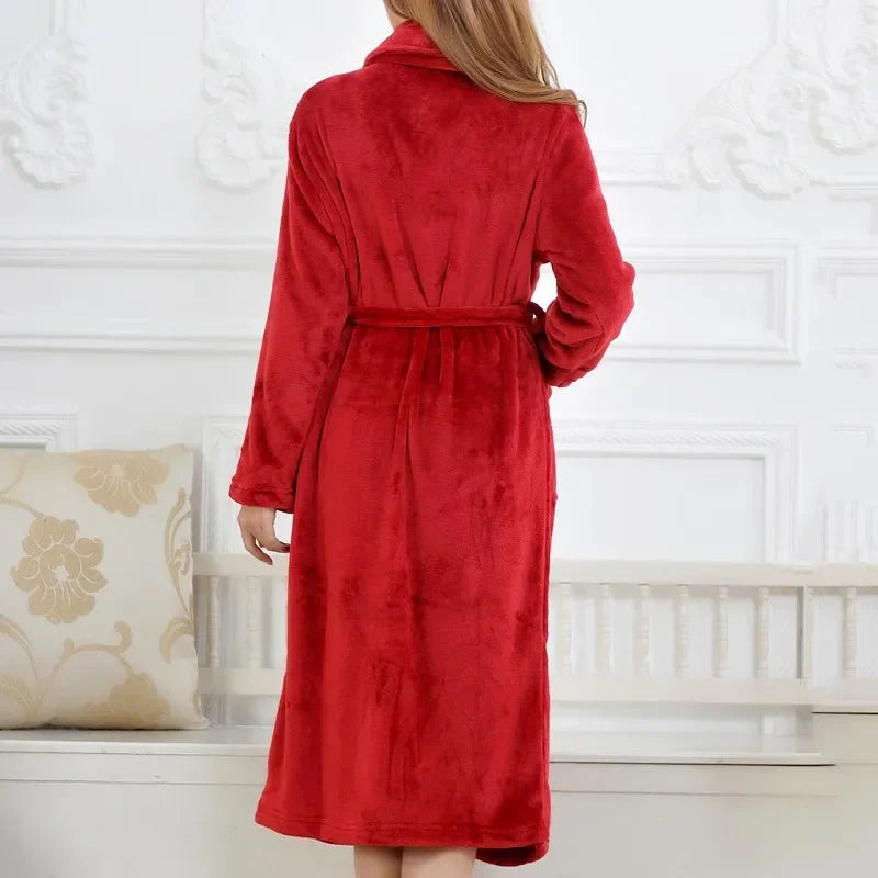 Long shawl collar robe with deep pockets for winter warmth