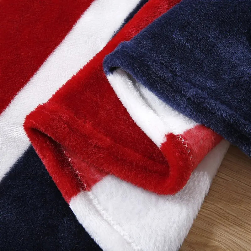 Fluffy striped throw blanket machine washable warm