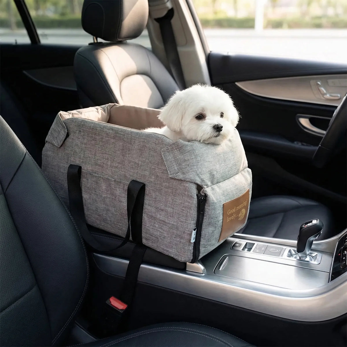 Portable pet car seat bed with padded interior and carry handles