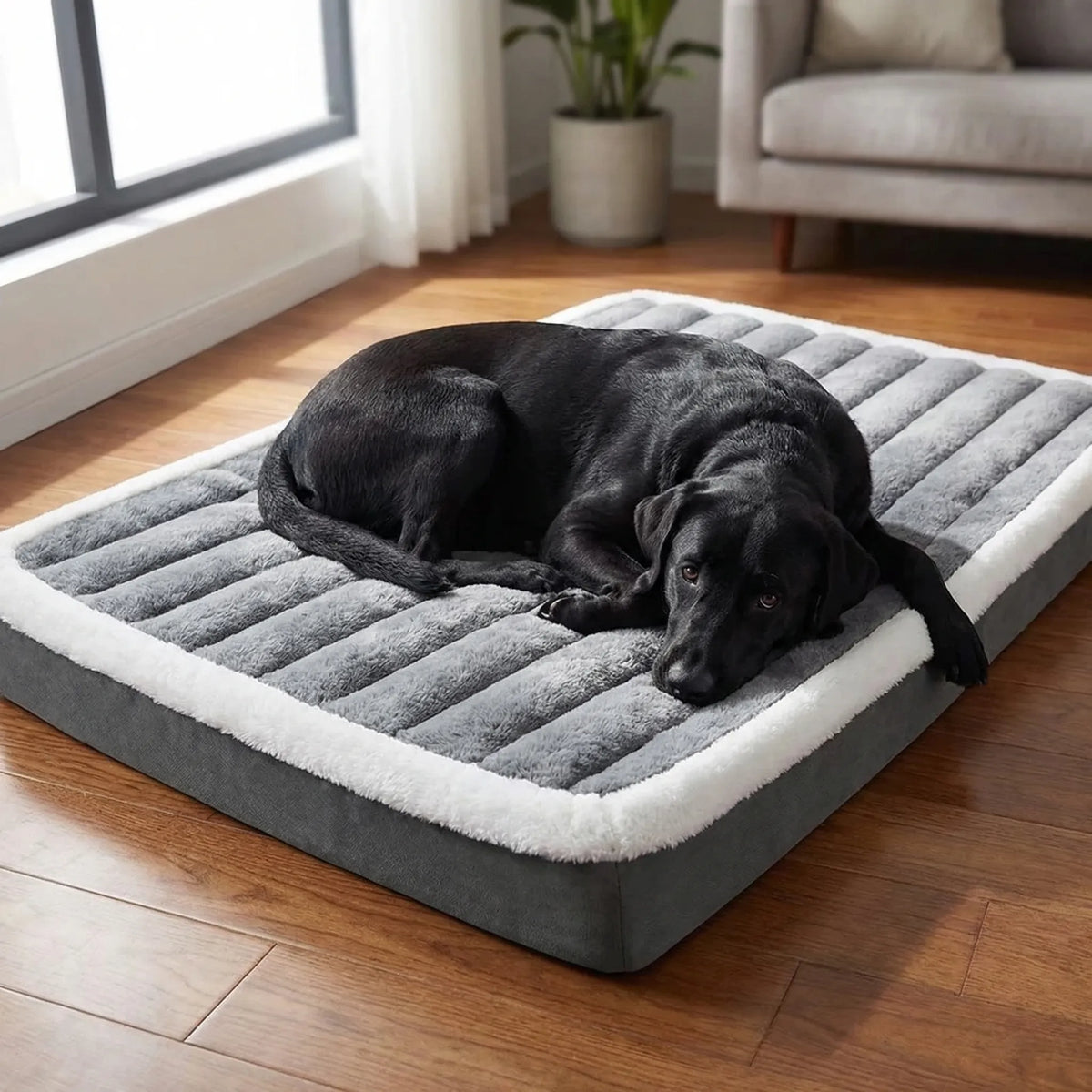 Rectangular pet foam mattress with removable plush cover