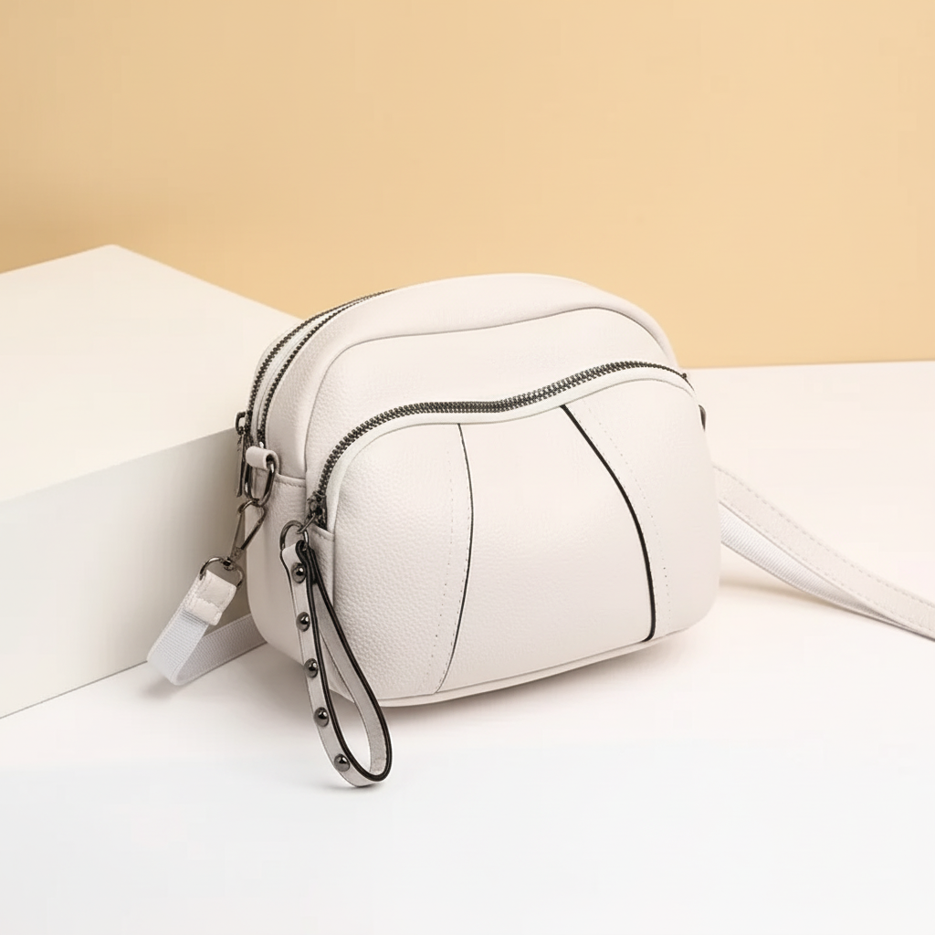 Small pebble leather crossbody bag with adjustable strap
