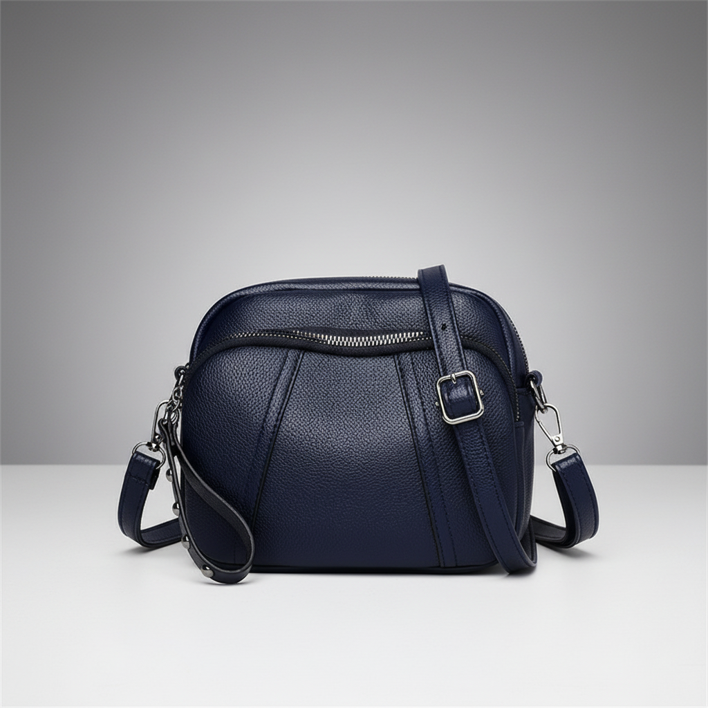Small pebble leather crossbody bag with adjustable strap