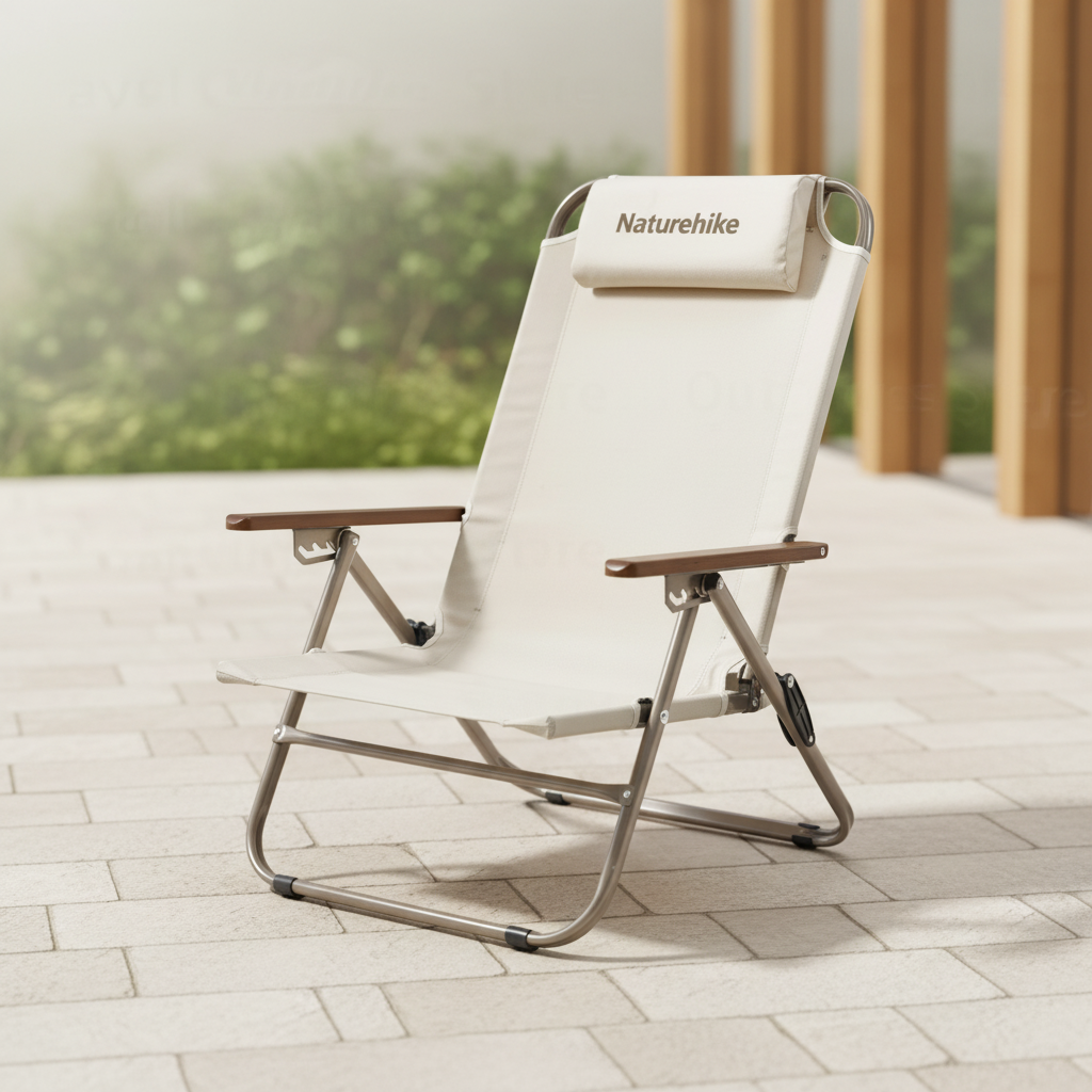 High back folding camping recliner chair with adjustable recline