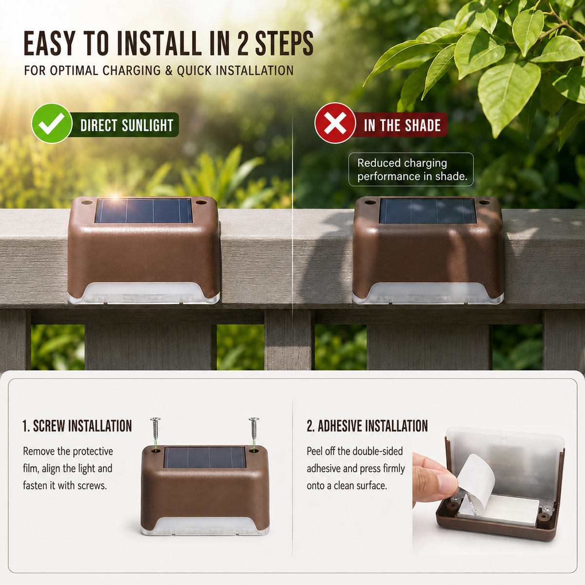 Thrives Outdoor | Soluxe Solar-Powered Outdoor Step Light