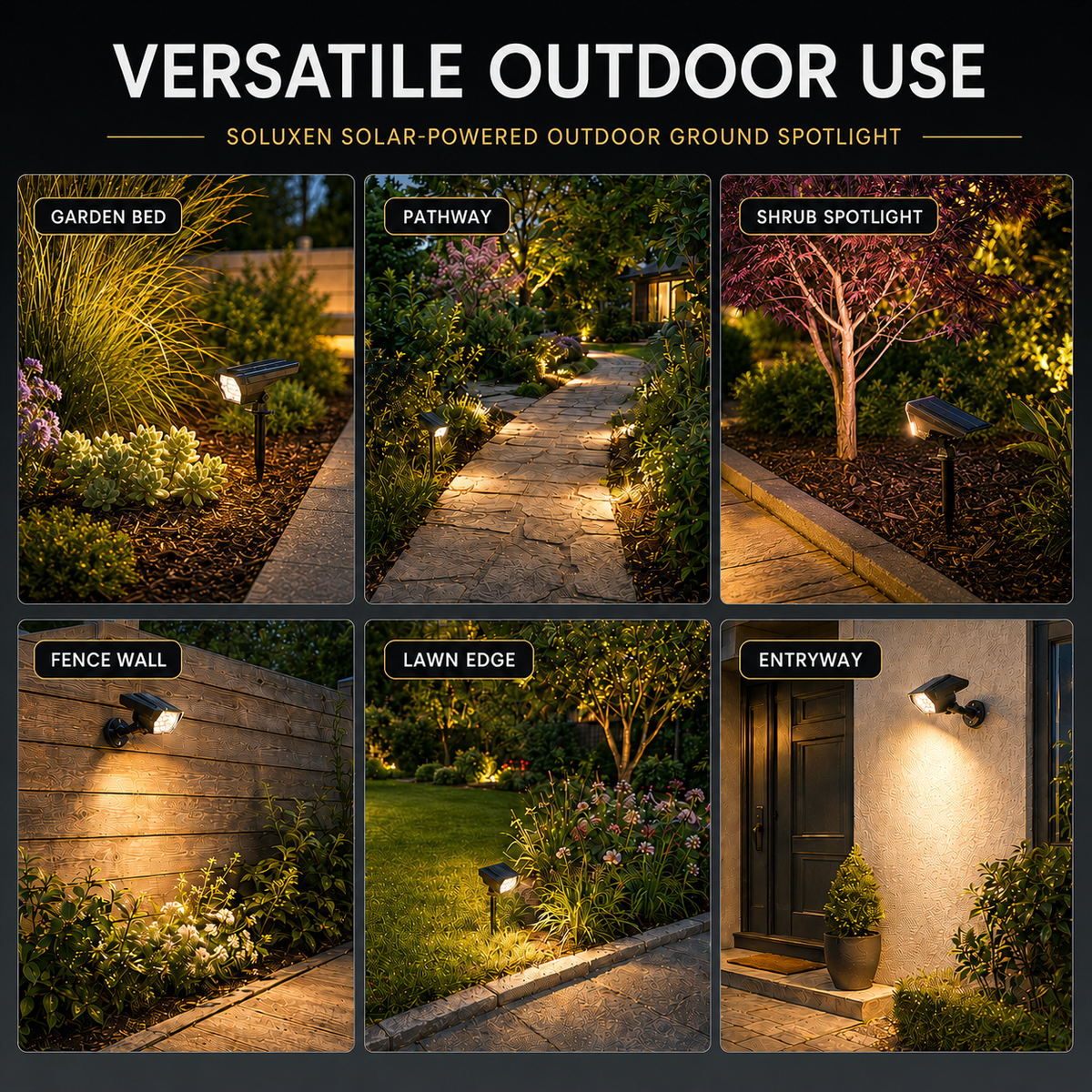 Thrives Outdoor | Soluxen Solar-Powered Outdoor Ground Spotlight