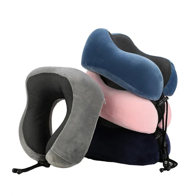 U-shaped memory foam travel neck pillow with cervical support