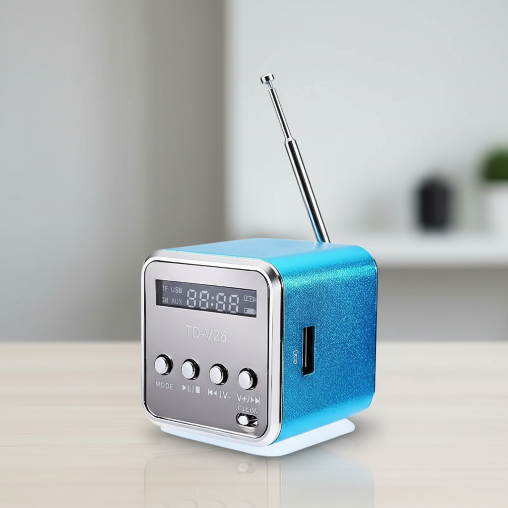 Portable mini speaker with Bluetooth FM radio and USB MP3 playback