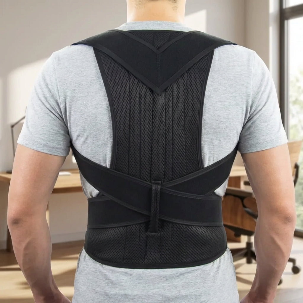 Adjustable back brace for posture support and pain relief