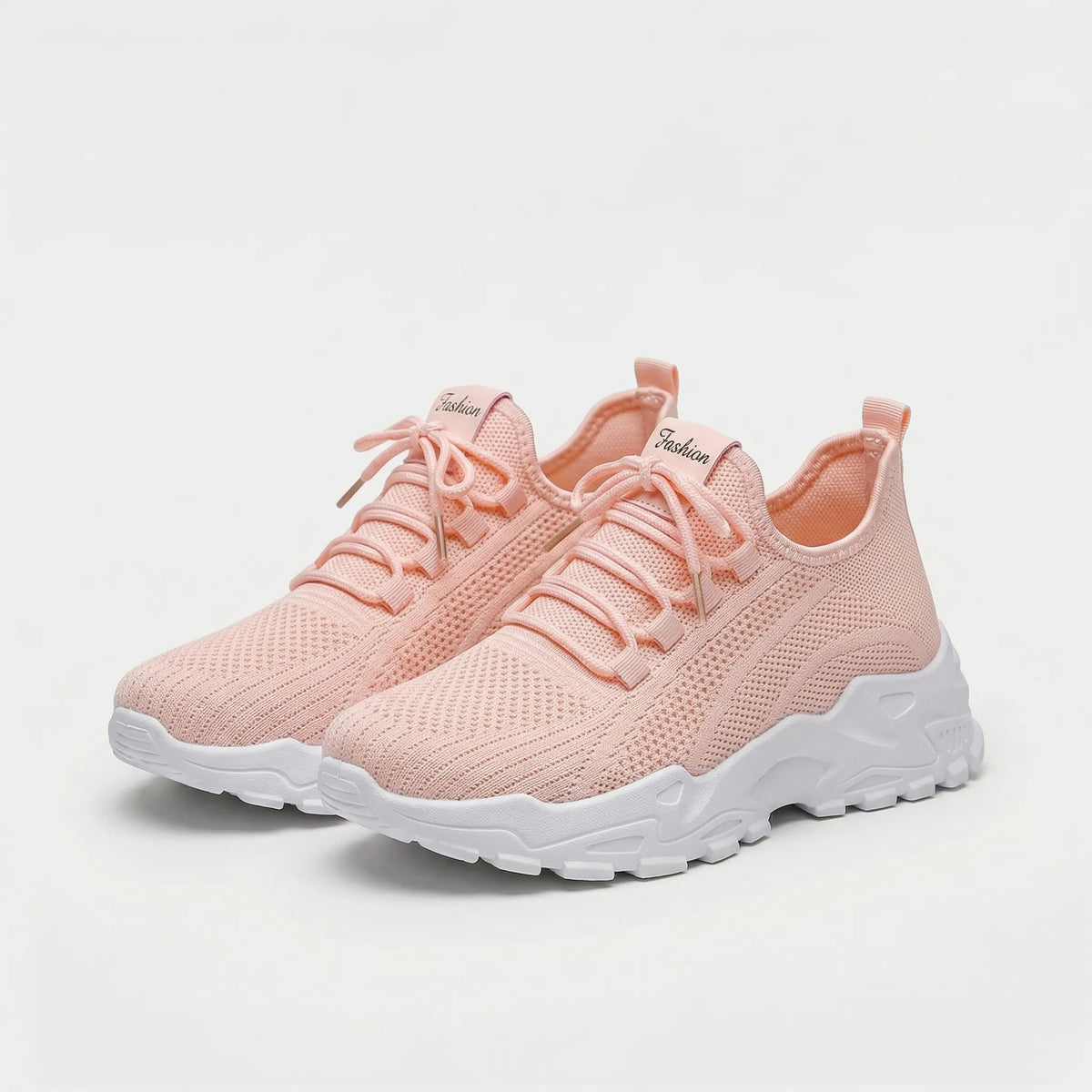 Women's leopard print knit lace-up shoes with breathable upper