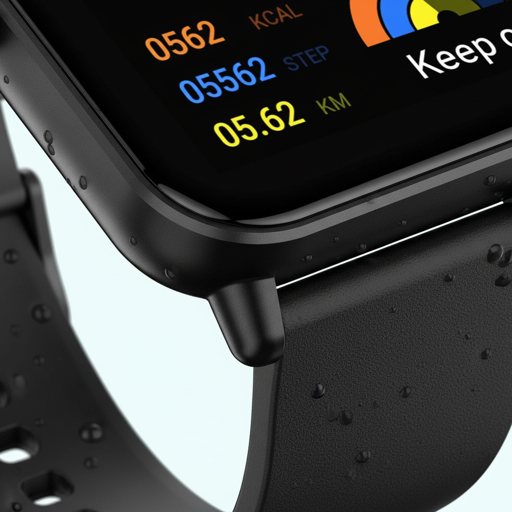 Square touchscreen smartwatch with voice calling and health tracking