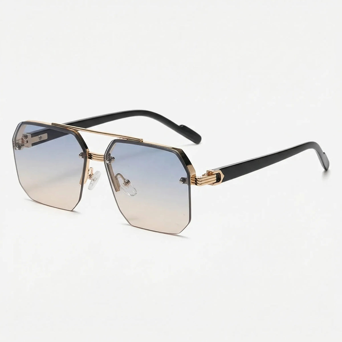 Square retro sunglasses with half-frame design and gradient lens