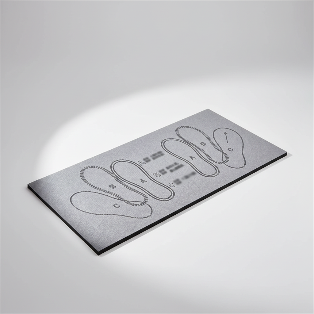 Compact squat guide mat with printed foot placement for exercise training