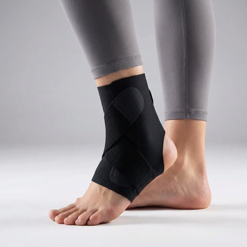 Adjustable ankle support sleeve with breathable construction and low-profile fit
