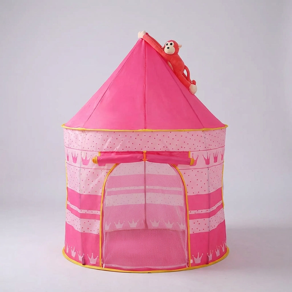 Kids night sky play tent with castle design and pop-up setup