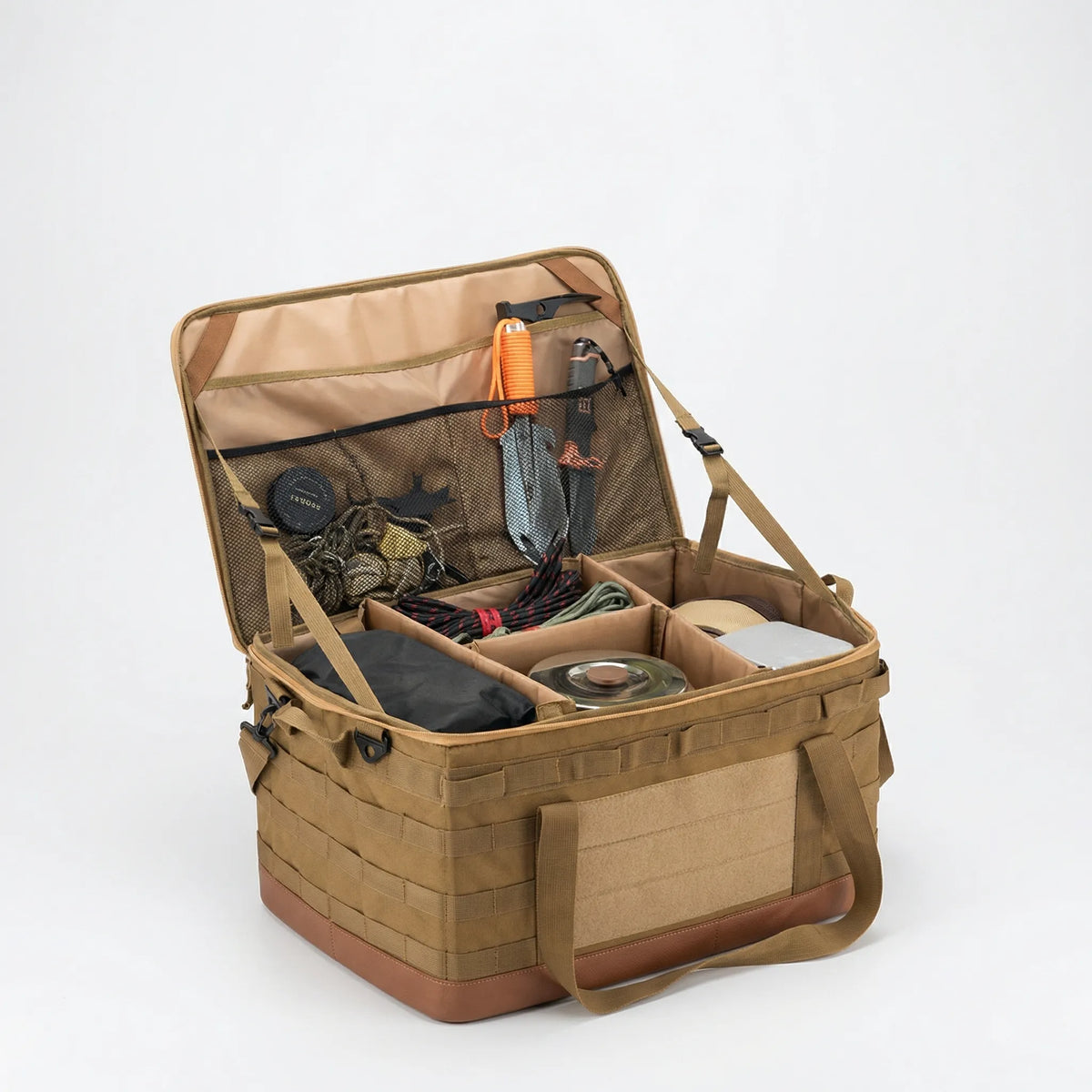 Large foldable camping organiser bag with removable dividers