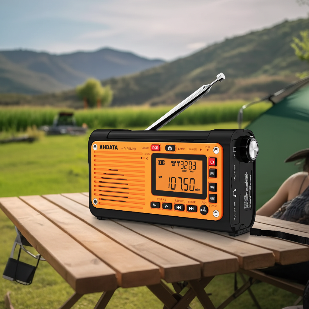 Portable emergency weather radio with NOAA alerts and phone charging