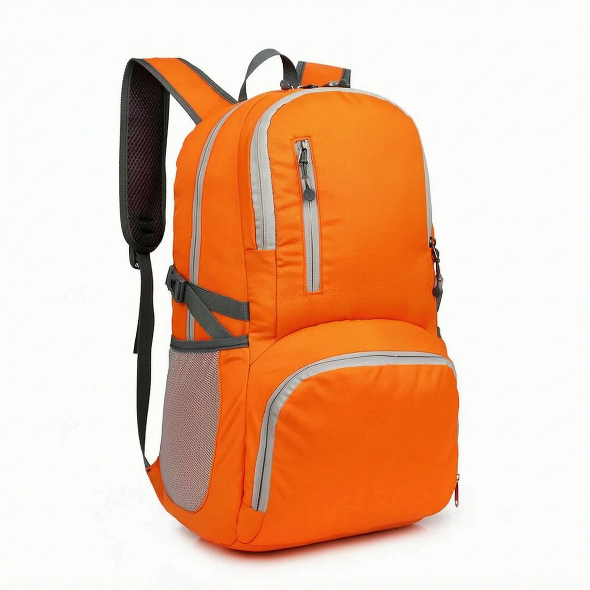 Foldable travel rucksack with water-repellent finish and padded straps